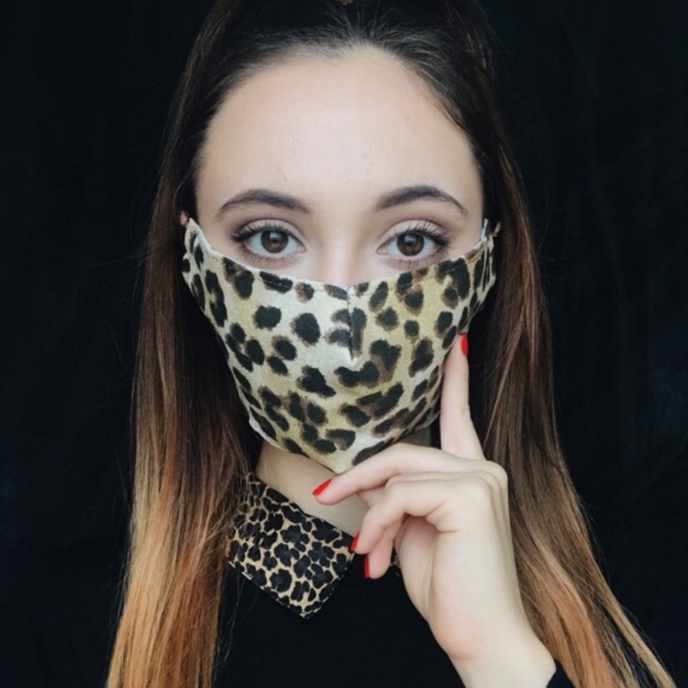 Leopard print face mask with adjustable straps
